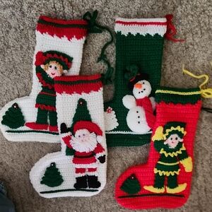 Festive Crochet Christmas Stockings Set